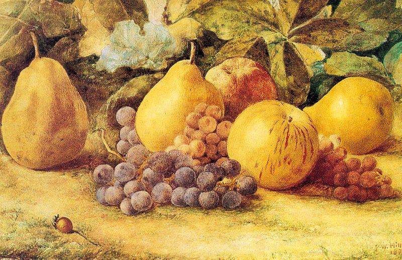 Hill, John William Apples, Pears, and Grapes on the Ground oil painting picture